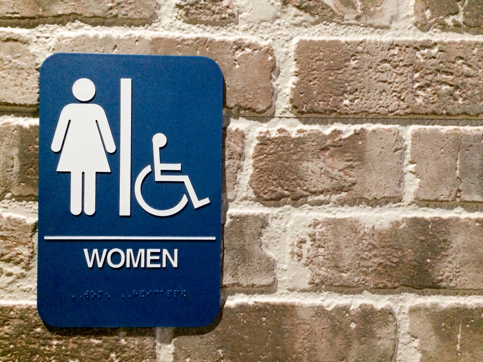 Women restroom WC blue white sign handicap pictogram symbol
